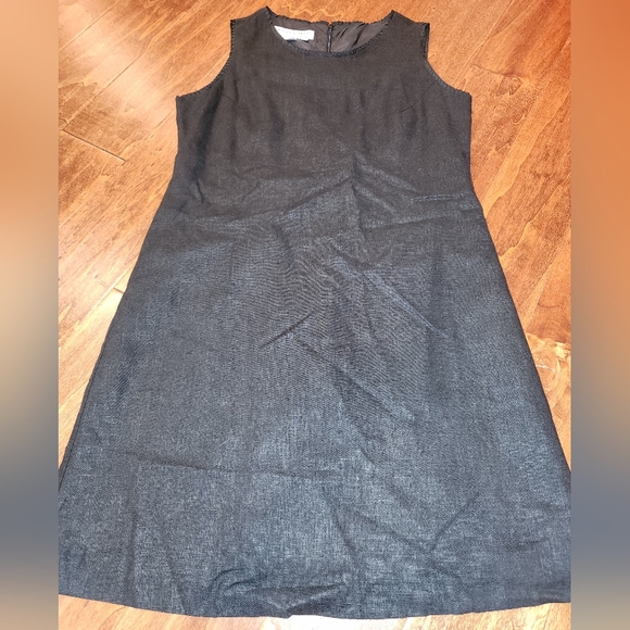 Maggy London Petites Linen Blend Sleeves Dress Size 14 Charcoal EUC - Picture 1 of 4
